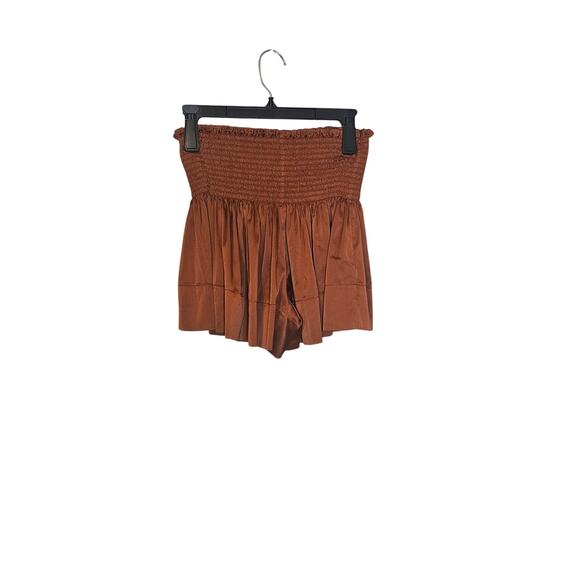 Natural Life Xs / S Extra Small Satin Skort Ribbed Shiny Terra Cotta Bronze - Picture 2 of 7